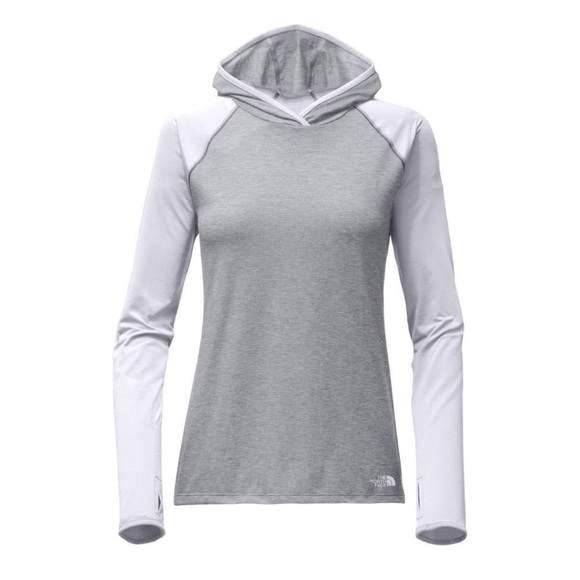 The North Face Tops - The North Face Reactor Gray White FlashDry Hoodie